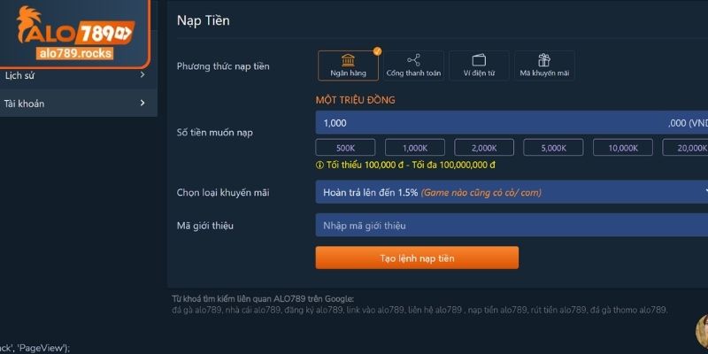 Quy trình gửi vốn đơn giản vào nền tảng